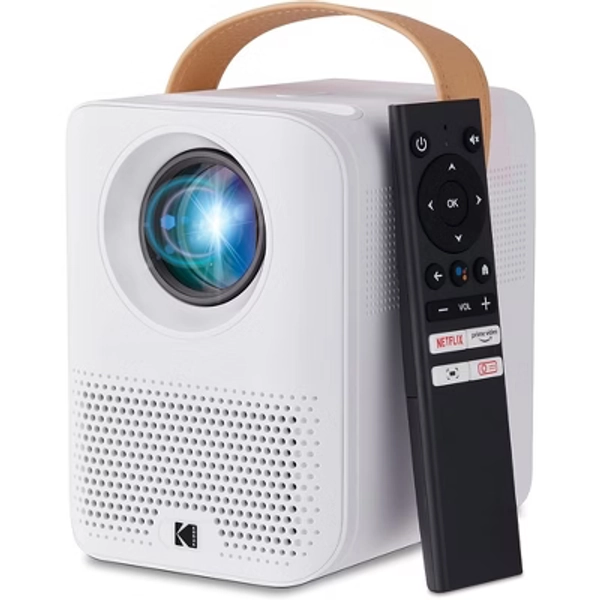 KODAK FLIK HD9 Smart Projector | Android TV, Bluetooth, 1080p HDR, Compact White Design