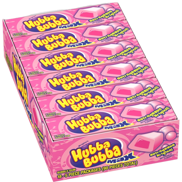 HUBBA BUBBA Max Original Bubble Gum, 5 Piece (18 Packs)