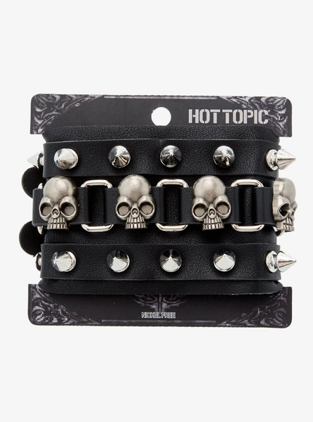 Skull Square Ring & Spike Cuff Bracelet