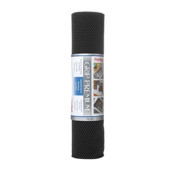 Con-Tact Brand Grip Premium Non-Adhesive Shelf Liner- Thick Grip Black (18''x 8'): Drawer & Cabinet Liner, Solid Pattern