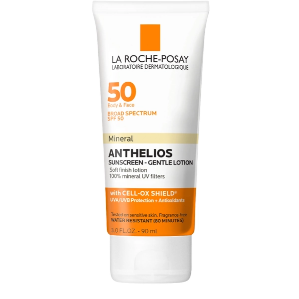 La Roche-Posay Anthelios Body and Face Mineral Sunscreen Lotion, SPF 50, 4 Ounces, 3 Ounces
