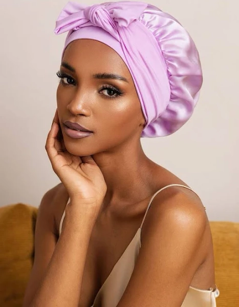 SilkSilky 100% Mulberry Silk Bonnet for Hair Front Bow Knot