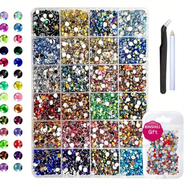 Bedazzling kit with everything in it, Bedazzle rhinestones kit, 15000pcs 3 mm Flatback Rhinestones Set, Rhinestone applicator tool, Multi-Color Craft
