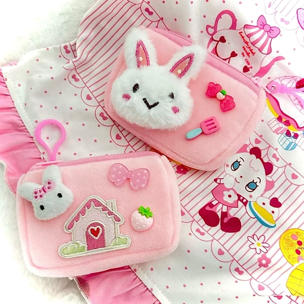 Japanese Cartoon Mp Sweet Pink Mini Wallet Cute Core Plush Key Ring Pendant Storage Card Bag Coin Purse Carteras Para Mujer - AliExpress 1524