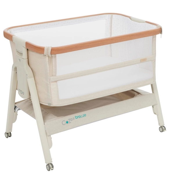 Tutti Bambini Cozee Breeze Lite Bedside Sleeper Bassinet Scandinavian Walnut/Ecru