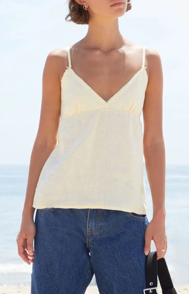 Yellow Edith Linen Tank Top