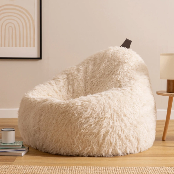 Cocoon Faux Fur Bean Bag Natural Bean Bag Chairs