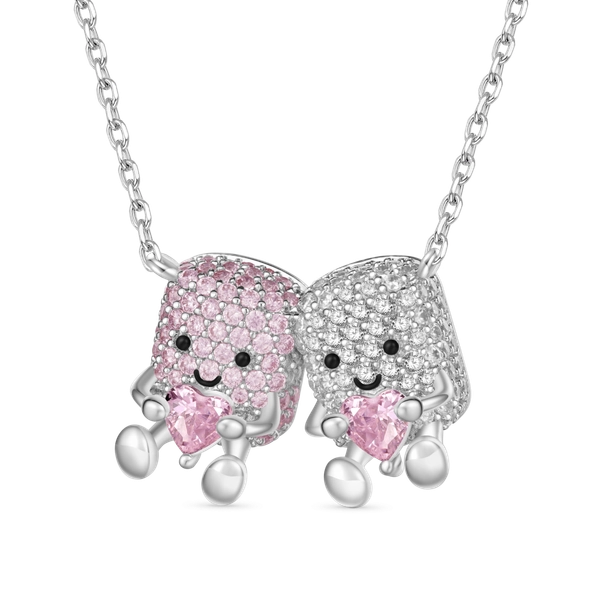 Pair of Marshmallows Diamonds Necklace