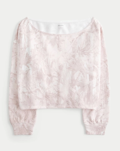Easy Double Off-the-Shoulder Camo Sweatshirt