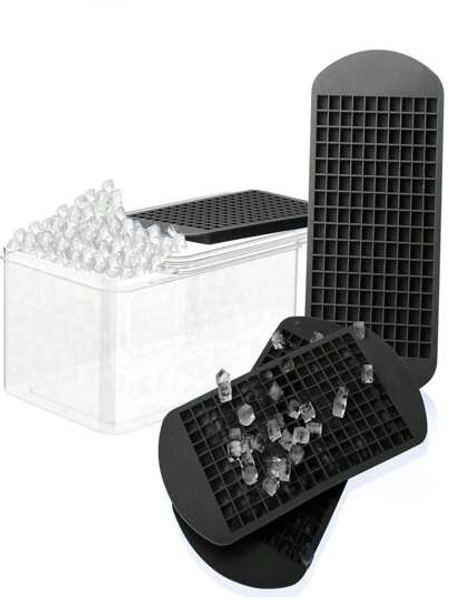 1pc Silicone Ice Cube Maker Tray, Black Multi-Grid Ice Cube Mold For Summer