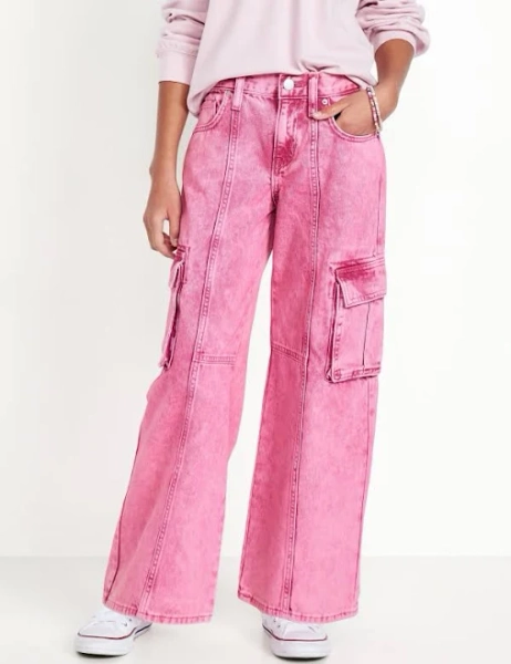 Old Navy Kids High-Waisted Super Baggy Wide-Leg Cargo Jeans