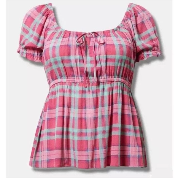 Torrid Tops | Torrid Babydoll Crinkle Gauze Tie Front Blouse Nwt Size 2x | Color: Pink | Size: 2x in 2025 | Tops women blouses, Feminine shirts, Clothes