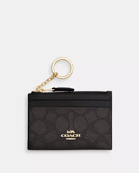 Im/Walnut/Black Mini Skinny Id Case In Signature Canvas