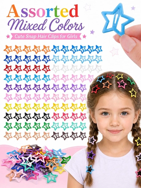 Colorful Star-Shaped Hair Clips, Cute Candy-Colored Hairpins, Y2K Girl Star-Shaped Gift, Suitable For Baby Birthday, Daily Life, School And Outdoor
