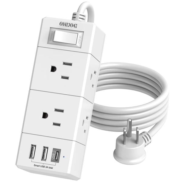 5ft Surge Protector Power Strip -  6 Outlets and 3USB Ports (1 USB C), 3-Sided Outlet Extender for Home, Office, ETL - Walmart.com
