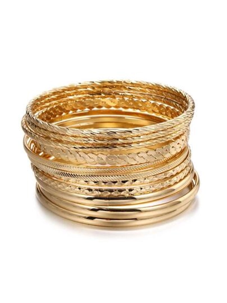 RINTOLER 12pcs Unique Geometric Hollow Woven Bangle Bracelet Set, Diameter 7cm (Please Confirm The Product Size Is Suitable Before Purchasing.)