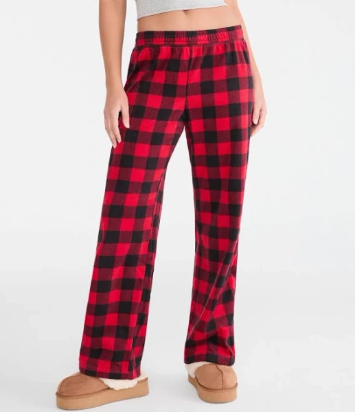 Aeropostale Women's Buffalo Plaid Polyfleece Sleep Pants