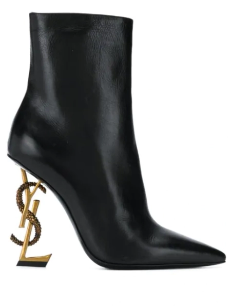 Opyum Logo Heel Pointed Boots In Black