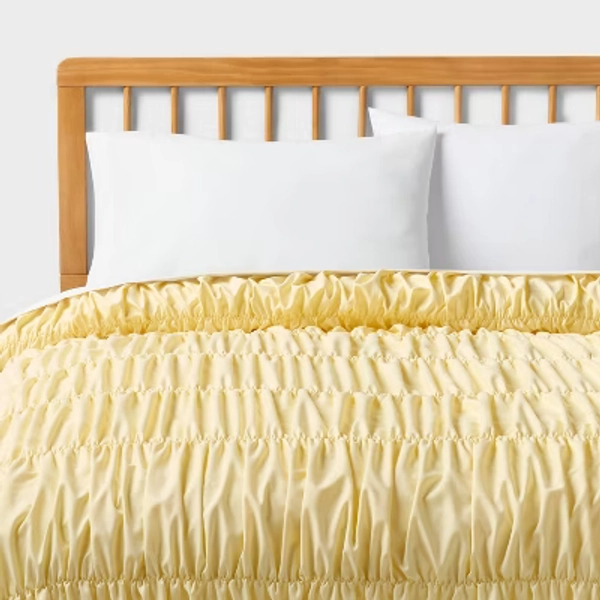Twin/Twin XL Ruched Comforter Yellow for Dorm - Room Essentials™