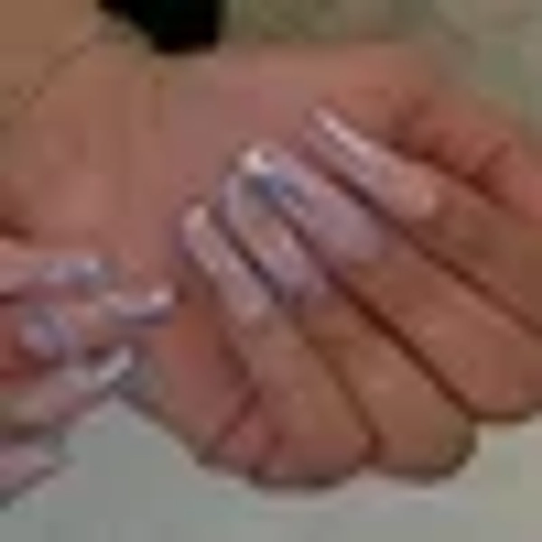 Square Press on Nails Long Blue Ombre Fake Nails with Design French Tips Nail Glue on Nails Glossy Acrylic Nails Press ons Cute False Nails for Women Manicure 24pcs