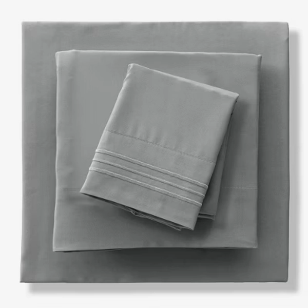 Twin XL Sheet Set 3 Piece Soft Microfiber Solid Bed Sheets - Dark Grey