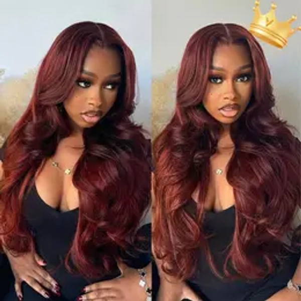 OQ HAIR Reddish Brown Color Layered Cut Body Wave Glueless Wigs Pre Cut 7x5 Lace Wear Go Glueless Wig Human Hair