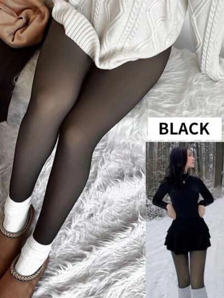 1 Pair High-Elasticity Fleece-Lined Thermal Tights For Women - Soft Polyester Blend, Warm & Comfortable, Machine Washable, Perfect For Winter Fashion And Cold Weather, Winter Soft Texture Tights, High Waisted Tights, For -5~15℃