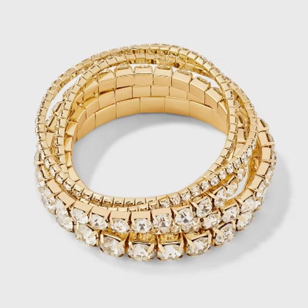 Cupchain Stretch Bracelet Set 5pc - A New Day™ Gold/Clear