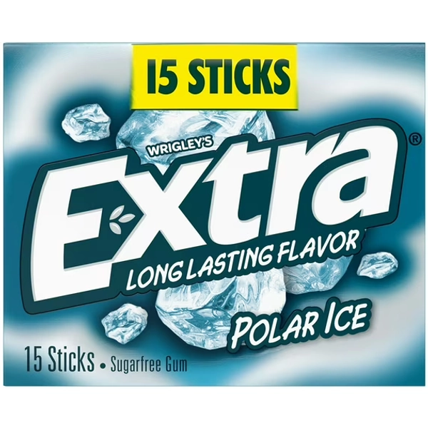 Extra Gum Polar Ice Sugar Free Chewing Gum, Single Pack - 15 Sticks