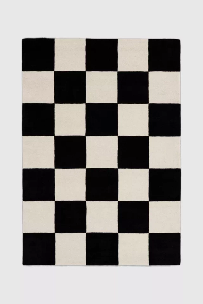 Jubi B&W Large Checkered Hand Tufted Wool Rug