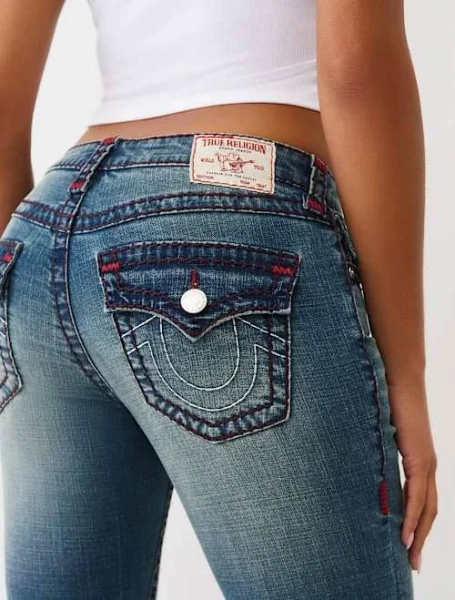 True Religion Women's Joey Mid Rise Super T Flare Jeans