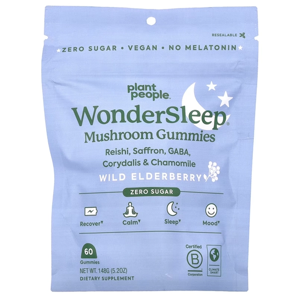 WonderSleep®, Mushroom Gummies, Wild Elderberry, 60 Gummies, 5.2 oz (148 g)
