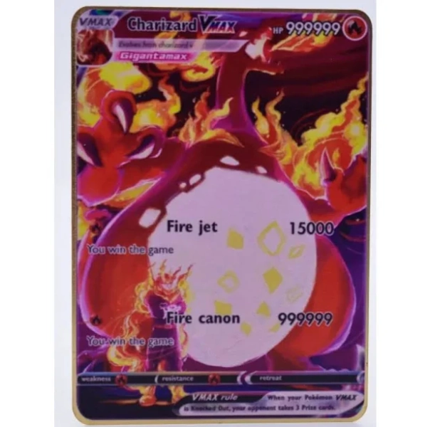 999999 Points HP Pokemon Metal Card Charizard Golden Metal Super Cards English Card Mewtwo Vmax Mega