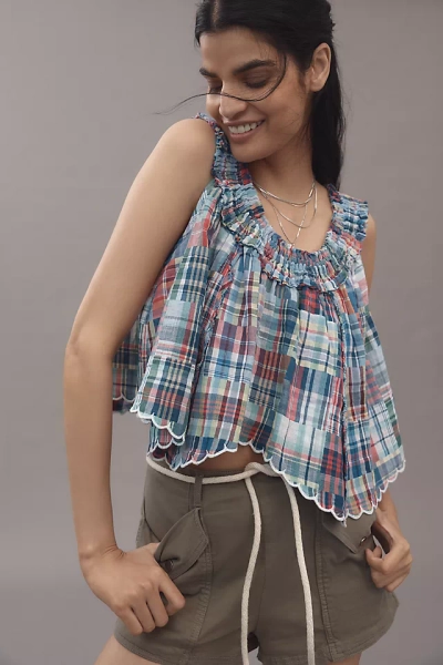 Pilcro Scallop-Hem Patchwork Tank