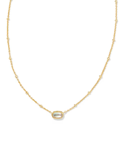 Mini Elisa Gold Satellite Short Pendant Necklace in Ivory Mother-of-Pearl