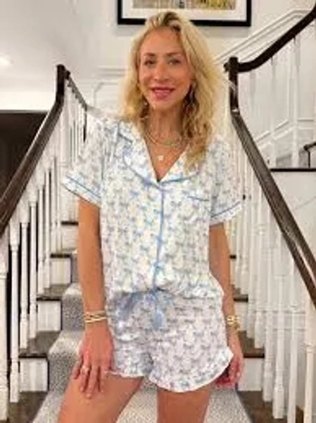 Blue Bow Pajama Set