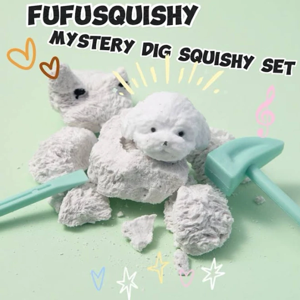 FUFUSQUISHY Puppy Head Squishy Dig Kit