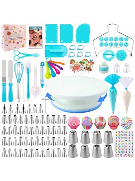 Cake Decorating Supplies Kit Tools 356pcs, Baking Accessories With Cake Turntable, Pastry Piping Bag, Piping Icing Tips For Beginners