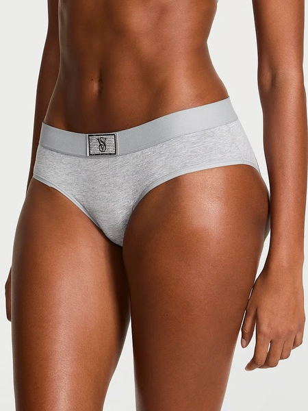 Culotte emboîtante en coton à étiquette brillante et logo