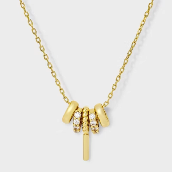 14K Gold Dipped Cubic Zirconia Rondelle I Initial Necklace - A New Day™ Gold