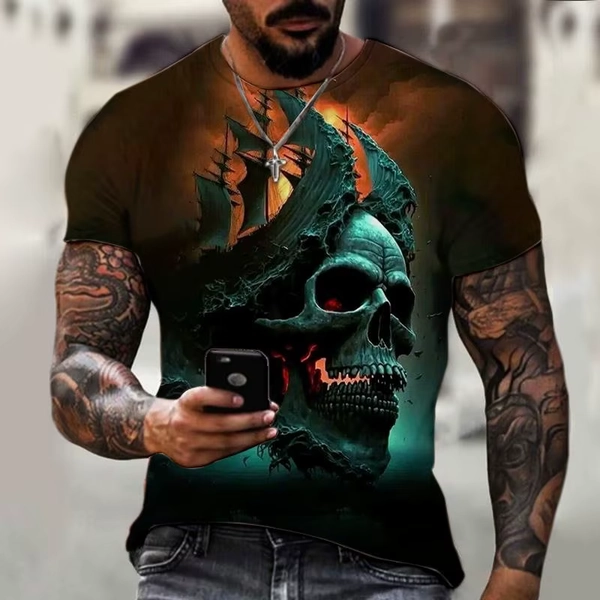 Nautical Adventure T-Shirt Galleon & Compass Graphic Tees 2026 Casual O-Neck Short Sleeve Tops Skeleton Pattern Unsiex Tshirts - AliExpress 
