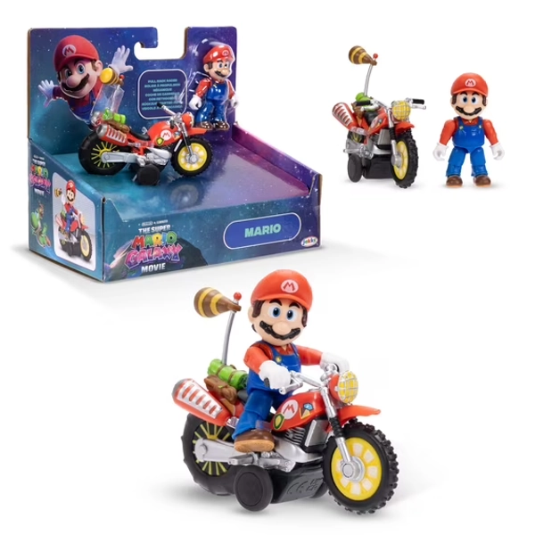 The Super Mario Galaxy Movie – 2.5 inch Action Figure with Pull Back Motorcycle – Mario