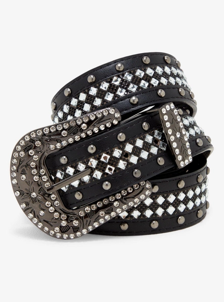 Black Round Stud Belt