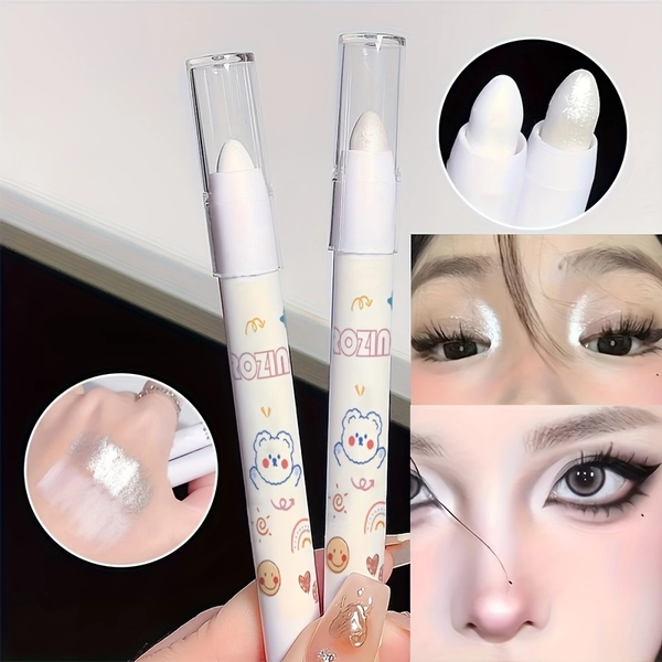 New Holiday Gift White Glitter Eyeshadow Pencil 02# White 01# Matte White Eye Highlighter Pencil, Long-Lasting Brightening Eye Corner Pencil, Music Festival Cosmetics, Eye Shadow Stick Series – Instant Even Color Correction, Suitable for Popular