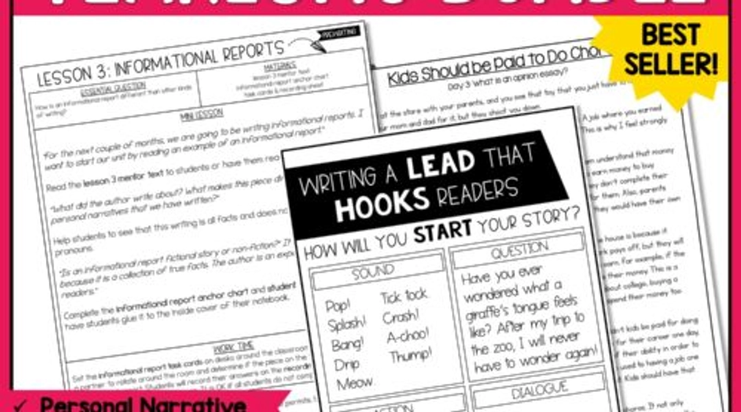 Writing Bundle: Personal Narrative, Informational, Opinion & Fiction 3RD GRADE