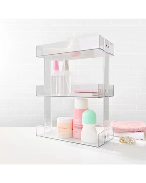 Modular 3 Tier Skincare Shelf - Clear - One Size