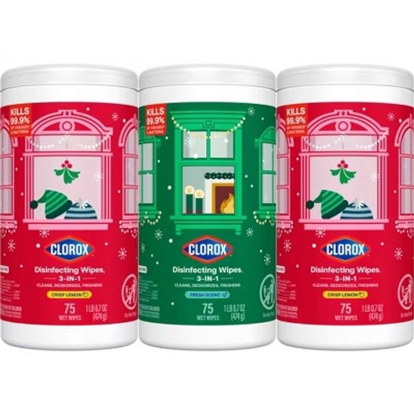 Clorox Fresh Lemon Scented Seasonal Disinfecting Wipes All Purpose Cleaners - 75ct/3 Value Pack