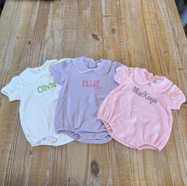 Personalized Scalloped Collar Baby Onesie: Custom Name, Newborn Outfit