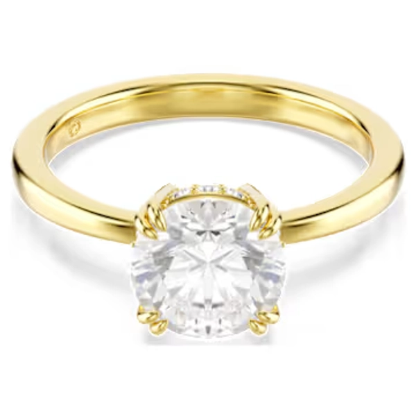 Stilla cocktail ring, Round cut, White, Gold-tone plated