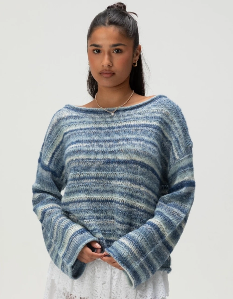 RHYTHM Baklava Womens Sweater - BLUE COMBO - XS